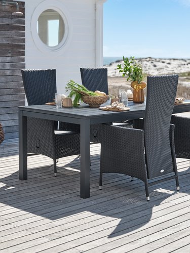 VATTRUP L206/319 table + 4 SKIVE chair black