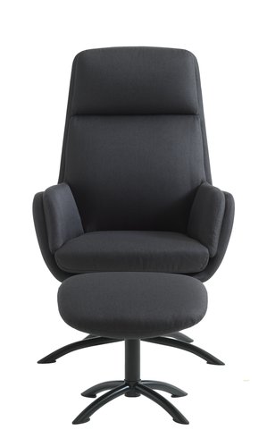 Armchair w/footstool TANKEFULD dark grey