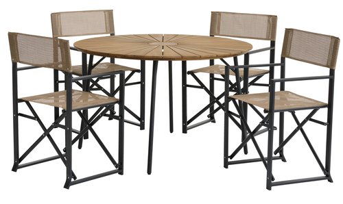 Garden table BASTRUP D120 hardwood/black
