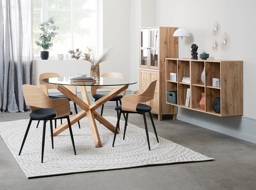 Dining table AGERBY D119 glass/oak