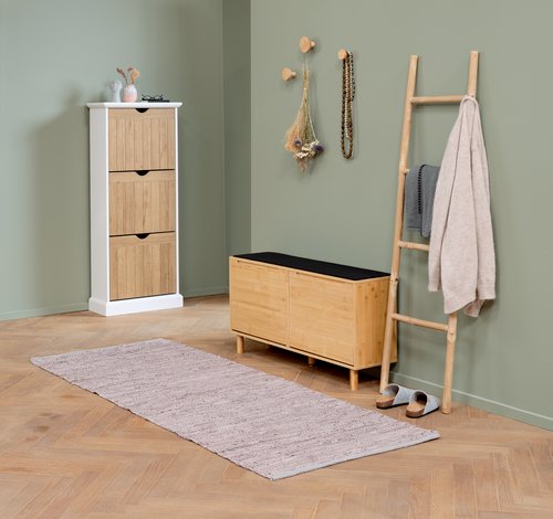Shoe cabinet OLDEKROG 3 compartments white/oak