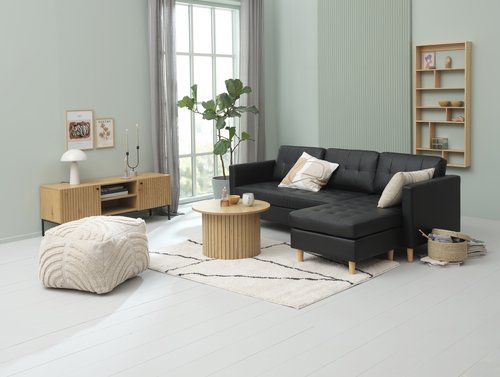 Sofa FALSLEV chaise longue black faux leather