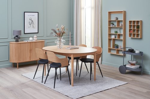 MARSTRAND D110 table oak + 4 UK HVIDOVRE oa/bl