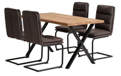 ROSKILDE L140 table natural oak + 4 ULSTRUP anthracite