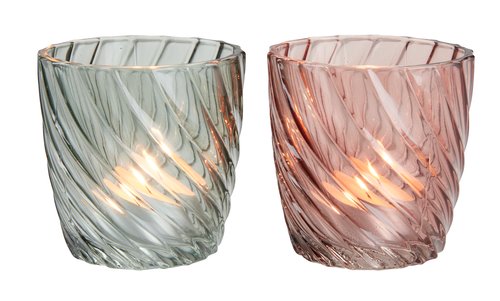 Tealight holder VAGN D8xH8cm glass assorted