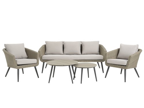 Lounge set VEBBESTRUP 5-seater natural