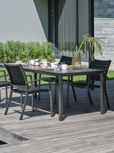 LANGET L207 table + 4 JEKSEN chair black