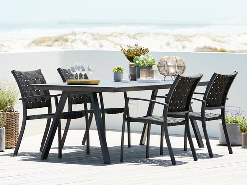 FAUSING L220 table + 4 JEKSEN chair black