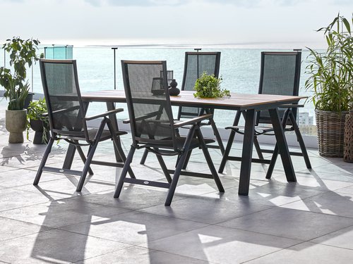 FAUSING L220 table natural + 4 BREDSTEN chair black