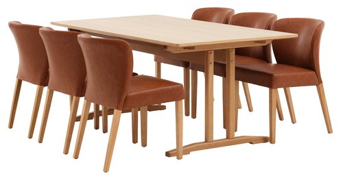 AALBORG L180/270 + 4 KULBY brown/oak