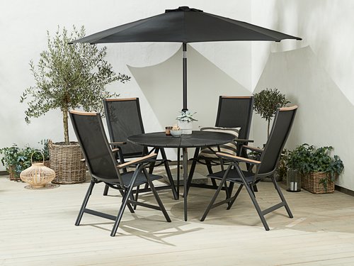 RANGSTRUP D110 table + 4 BREDSTEN chair black