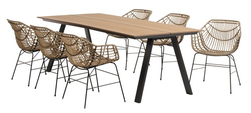 FAUSING L220 table + 4 ILDERHUSE chair natural