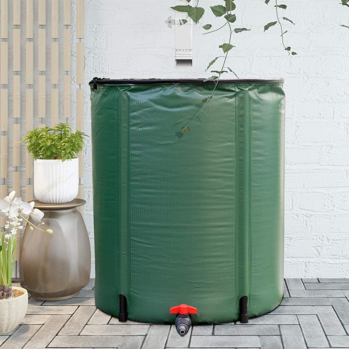 53 Gallon Portable Collapsible Rain Barrel Water Collector Tank