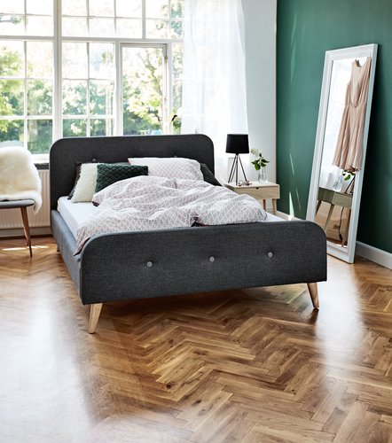 Bed frame KONGSBERG King grey fabric