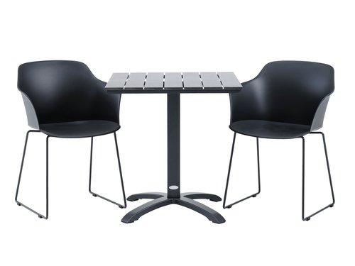 HOBRO L70 table + 2 SANDVED chair black