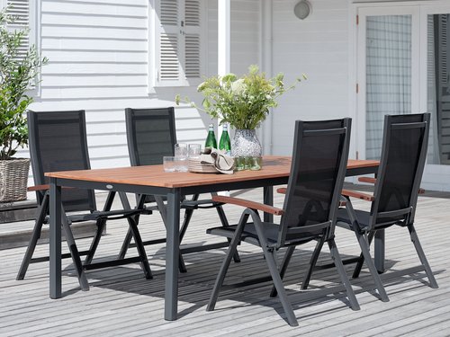 YTTRUP L210/300 table hardwood + 4 LIMHAMN chair grey