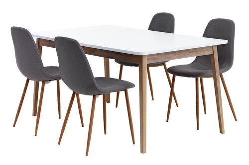 GAMMELGAB L160/200 table + 4 JONSTRUP grey/oak