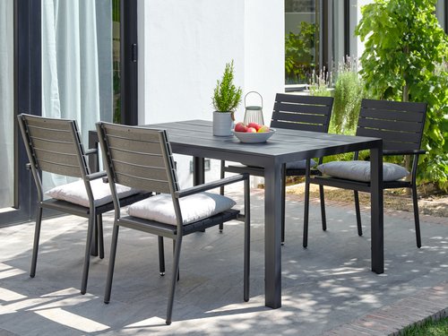 MADERUP L150 table + 4 PADHOLM chair black