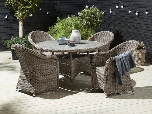 GAMMELBY D130 table + 4 GAMMELBY chair grey