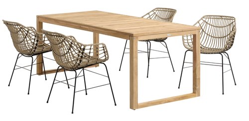 EBBESKOV L196 table teak + 4 ILDERHUSE chair natural