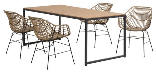 DAGSVAD L190 table + 4 ILDERHUSE chair natural