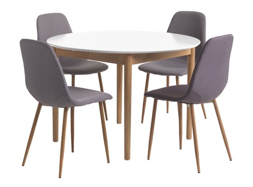 MARSTRAND D110 table white + 4 JONSTRUP grey/oak