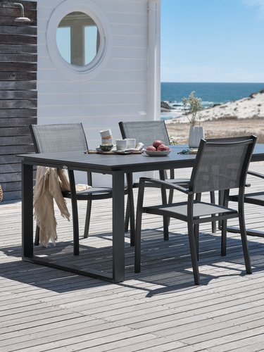 KOPERVIK L215 table + 4 STRANDBY chair grey