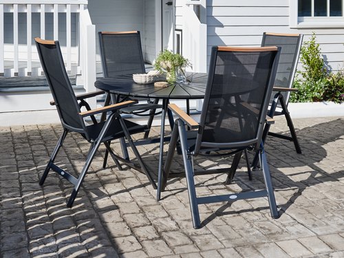 RANGSTRUP D130 table + 4 BREDSTEN chair black