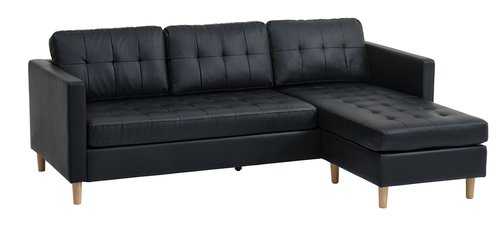 Sofa FALSLEV chaise longue black faux leather