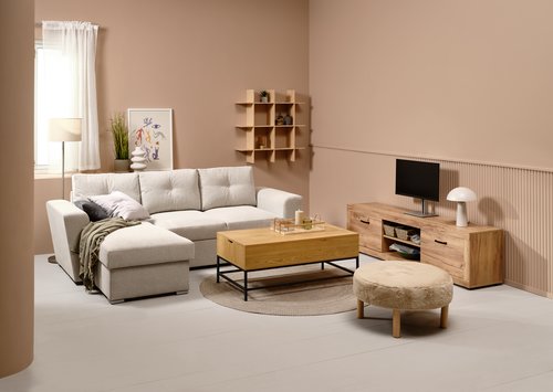 TV bench LINTRUP 2 doors natural oak colour