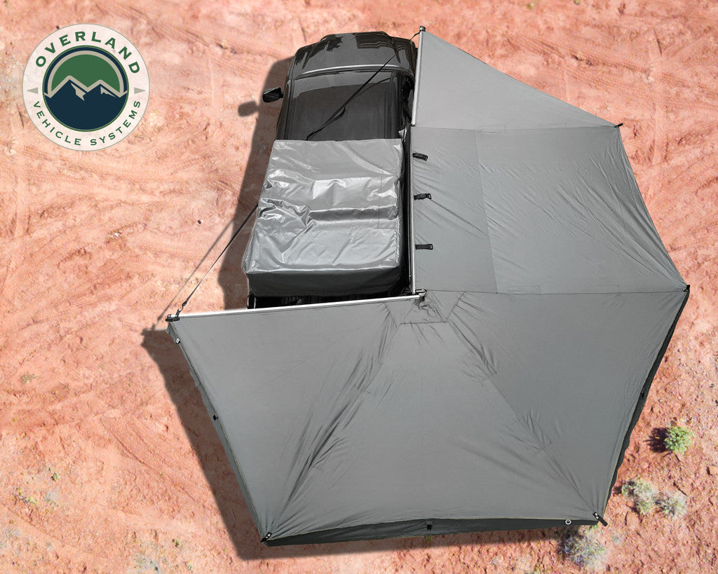 Nomadic Awning 270 Dark Gray Cover With Black Transit Cover & Brackets for Passengar Side