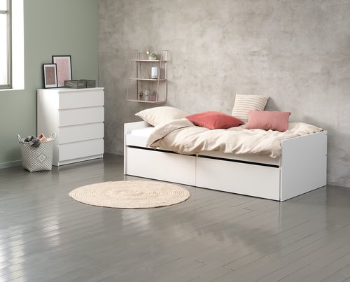 Bed w/storage TANGBJERG Single/Super king white
