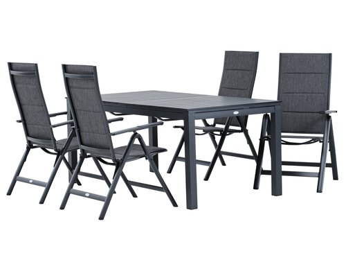 VATTRUP L170/273 table black + 4 MYSEN chair grey