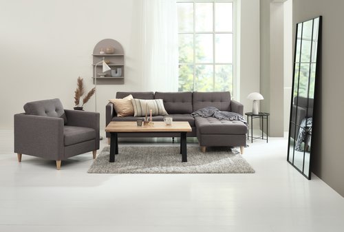 Armchair FALSLEV grey fabric