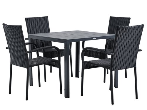 MADERUP L90 table + 4 GUDHJEM chair black
