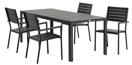 MADERUP L205 table + 4 PADHOLM chair black