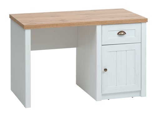 Desk MARKSKEL 60x120 1 door 1 drawer white/oak colour