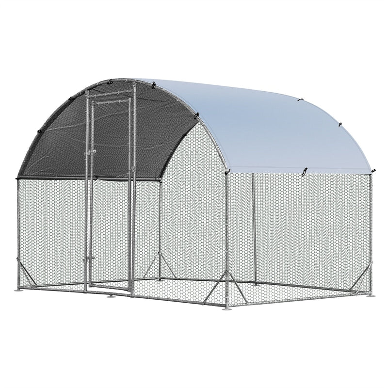 6.2ft Outdoor Metal Chicken Coop Run Galvanized Walk-in Dome Cage with Cover