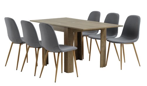 VEDDE L80/160 table wild oak + 4 JONSTRUP grey/oak
