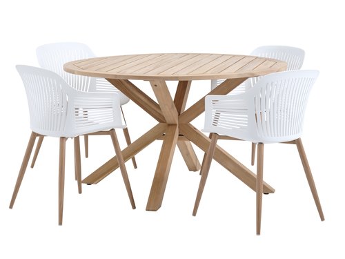 HESTRA D126 table hardwood + 4 VANTORE chair white