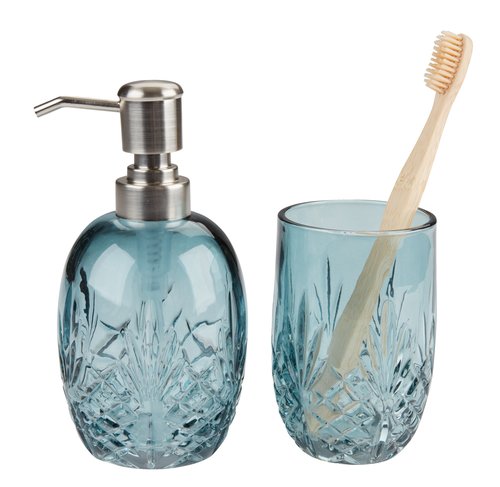 Soap dispenser EDSVALLA recycled glass blue