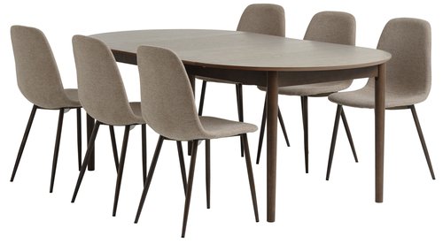 MARSTRAND D110 table dark oak + 4 JONSTRUP beige