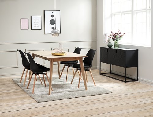 Dining table KALBY 90x160/250 light oak