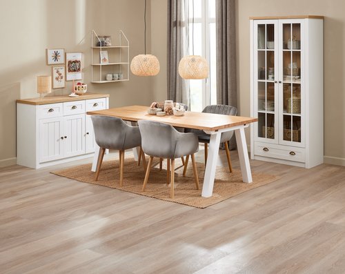 Dining table SKAGEN 90x200 oak/white