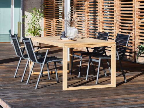 EBBESKOV L196 table teak + 4 SADBJERG stacking chair