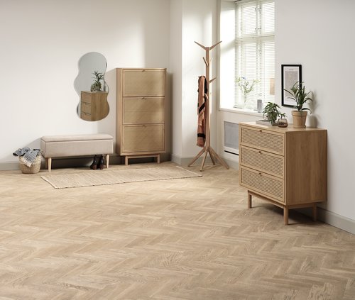 Shoe cabinet HALMSTAD 3 compartments oak colour
