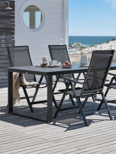 KOPERVIK L215 table grey + 4 LOMMA chair black
