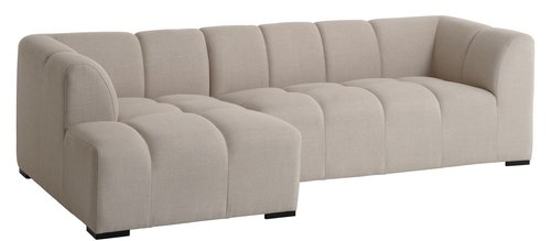 Sofa ALLESE chaise longue left beige fabric