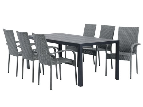 PINDSTRUP L205 table + 4 GUDHJEM chair grey