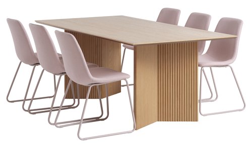 VESTERBORG L200 table oak+4 SEJLSTRUP chairs light rose